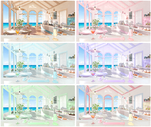 Oceanview Cafe 4k 6color 방송배경 버튜버 방송용 배경화면 