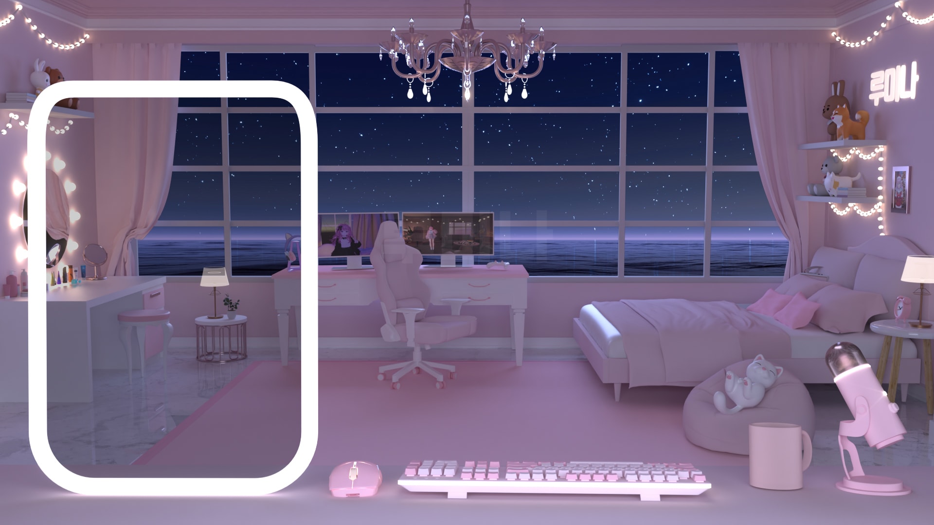 [Update] 기본형 4번형 버튜버 방송배경  DIY 조립식(배경, 액자, 네온사인 변경 및 제거 가능) 포함 썸네일 6