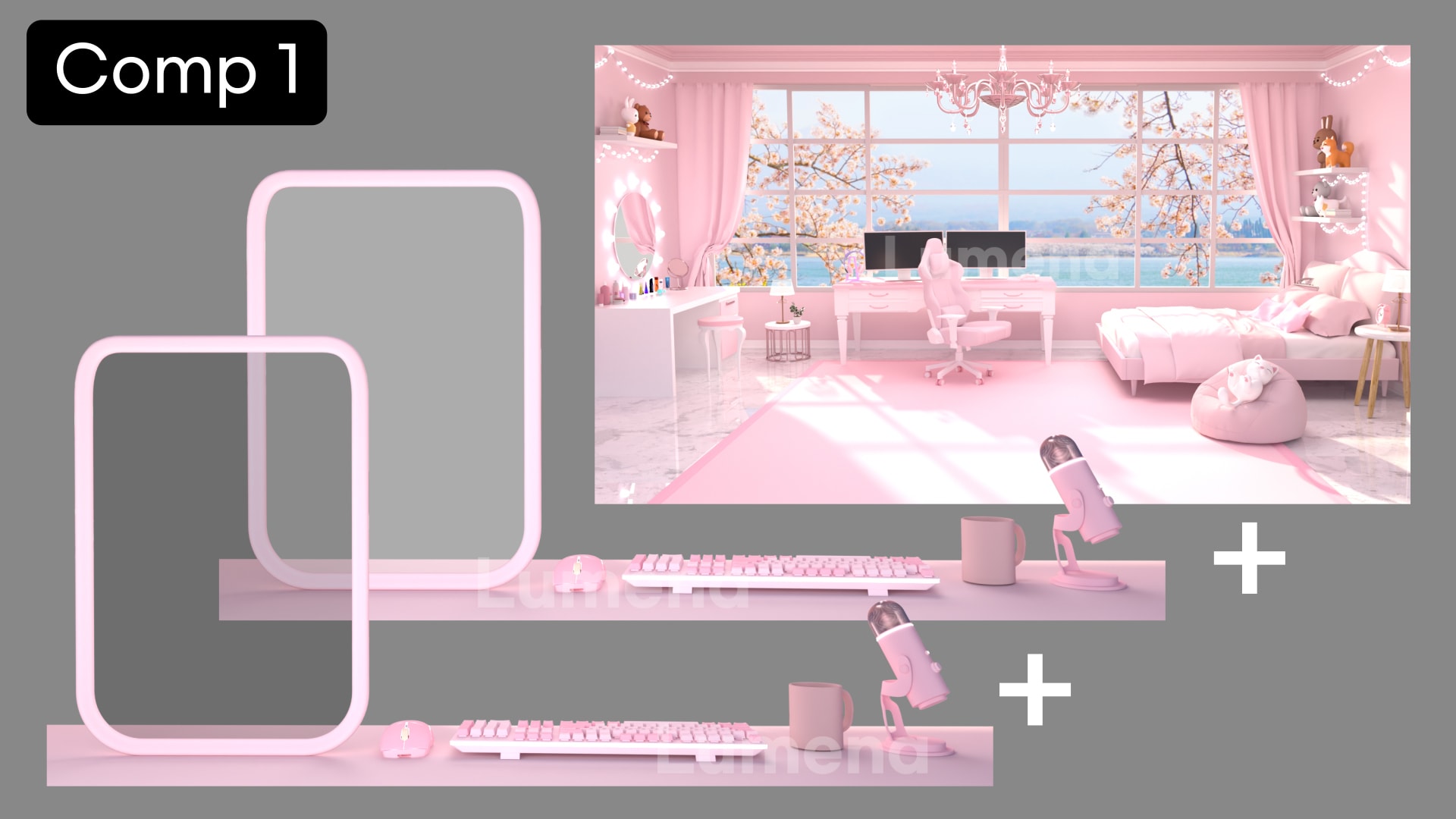 [Update] 기본형 4번형 버튜버 방송배경  DIY 조립식(배경, 액자, 네온사인 변경 및 제거 가능) 포함 썸네일 2