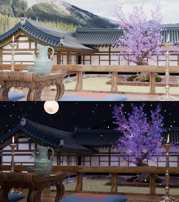 동양풍 한옥 배경 썸네일 1